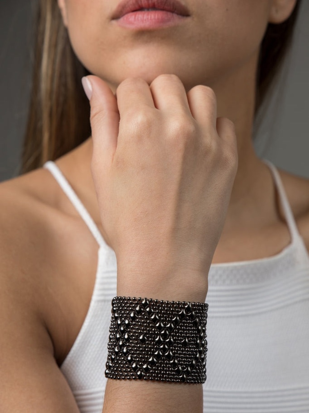 NWOT Sergio Gutierrez ‘Liquid Metal’ Wide Cuff Bracelet in Gunmetal